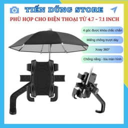Giá Đỡ - Kẹp Điện Thoại Gắn Xe Máy HT507 có ô dù che mưa che nắng, Chống Cướp Cực Chắc Chắn 1