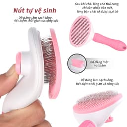 Lược chải lông thú cưng hình bầu dục, chải lông chó mèo có nút bấm tiện dụng 5