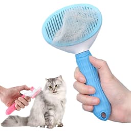 Lược chải lông thú cưng hình bầu dục, chải lông chó mèo có nút bấm tiện dụng 1