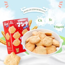 [DATE 2/2027] Bánh Quy Ăn Dặm Cho Bé MORINAGA Hình Thú Mặt Cười Thơm Ngon Nội Địa Nhật (2 gói 43gr) 2
