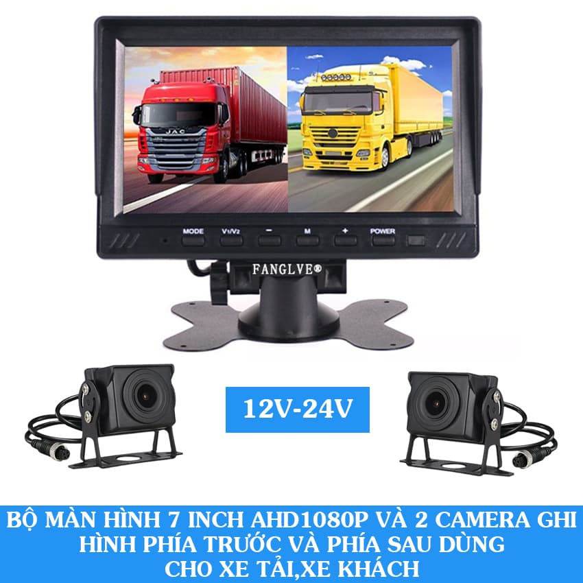 Camera Hành Trình Xe Tải Màn Hình 7 Inch AHD1080P Hiển Thị Đồng Thời Phía Trước,Phía Sau