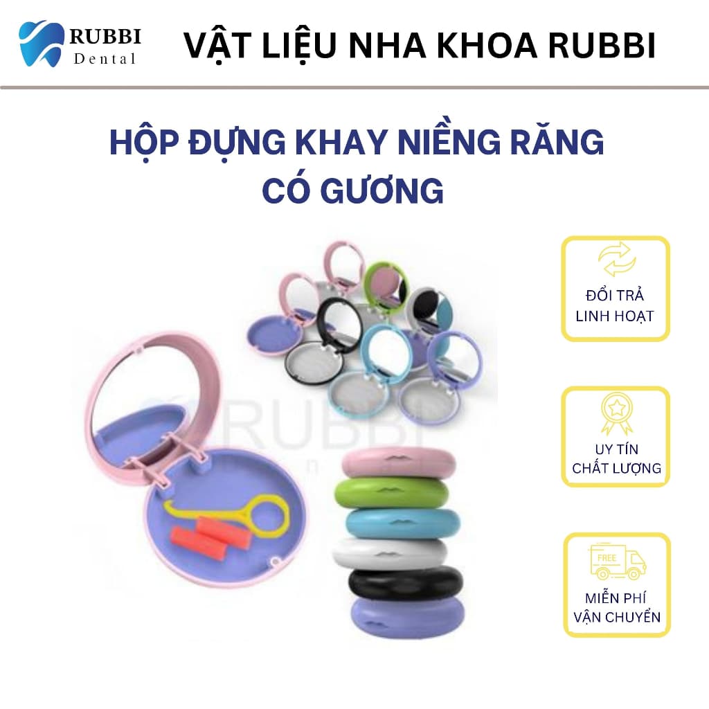Hộp đựng khay niềng răng, invisalign, hàm duy trì chỉnh nha có gương
