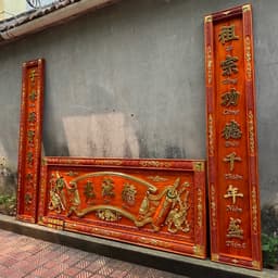 Bộ hoành phi câu đối gỗ hương đỏ nam phi 8