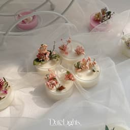 [Freeship] DATENEYLAND - Nến Thơm Tealight decor hoa khô và topping sắc màu. 7
