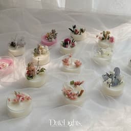 [Freeship] DATENEYLAND - Nến Thơm Tealight decor hoa khô và topping sắc màu. 6