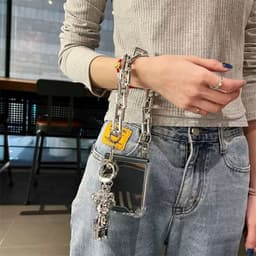 [CÓ SẴN] Ốp Z Flip 8 - Z Flip6 - Flip4 - Flip7 - Flip4 5G tráng gương chống sốc kèm dây xích bạc cá tính và tag treo 2