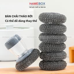 Bàn chải cọ xoong nồi bếp cọ rửa bát đĩa có bình đựng xà phòng, Dụng cụ nhà bếp cọ xoong nồi 6