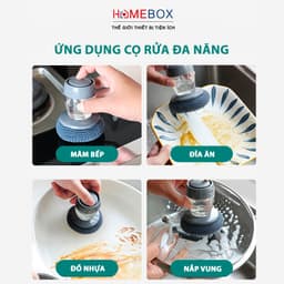 Bàn chải cọ xoong nồi bếp cọ rửa bát đĩa có bình đựng xà phòng, Dụng cụ nhà bếp cọ xoong nồi 3