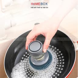 Bàn chải cọ xoong nồi bếp cọ rửa bát đĩa có bình đựng xà phòng, Dụng cụ nhà bếp cọ xoong nồi 2