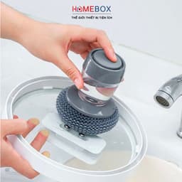 Bàn chải cọ xoong nồi bếp cọ rửa bát đĩa có bình đựng xà phòng, Dụng cụ nhà bếp cọ xoong nồi 1