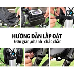 Túi xe đạp, túi treo xe đạp thể thao 4 NGĂN RỘNG RÃI, chống nước, cảm ứng nhạy - T4N 5