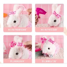 [Có pin] Đồ chơi chăm sóc thú cưng, lồng capybara, thỏ, mèo bông, chó bông biết đi kêu, vẫy đuôi kèm phụ kiện 5