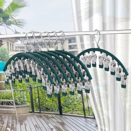 Sét 5 Móc 10 Kẹp Treo Quần Áo, Đồ Lót Chống Trượt Chống Gió. Móc Phơi Đồ Có Khóa Chống Rơi Bằng Thép Không Gỉ 1
