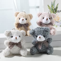 Móc chìa khóa dễ thương gấu bông Teddy nơ caro dễ thương cute trang trí Phụ kiện túi  balo thời trang Hàn Quốc 1