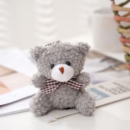 Móc chìa khóa dễ thương gấu bông Teddy nơ caro dễ thương cute trang trí Phụ kiện túi  balo thời trang Hàn Quốc 2