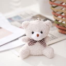 Móc chìa khóa dễ thương gấu bông Teddy nơ caro dễ thương cute trang trí Phụ kiện túi  balo thời trang Hàn Quốc 3