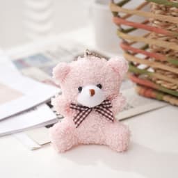 Móc chìa khóa dễ thương gấu bông Teddy nơ caro dễ thương cute trang trí Phụ kiện túi  balo thời trang Hàn Quốc 4