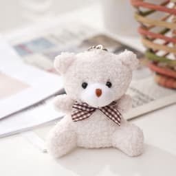 Móc chìa khóa dễ thương gấu bông Teddy nơ caro dễ thương cute trang trí Phụ kiện túi  balo thời trang Hàn Quốc 6