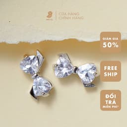 Bông Tai Nữ  Đá Zircon Cz 5A Hình Nơ NHÀ CÚ Cây Xỏ Bạc 925 Phong Cách Khuyên Tai Dễ Thương 17875 4