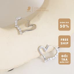 Bông Tai Khoen Đá Zircon Cz 5A Hình Trái Tim NHÀ CÚ Cây Xỏ Bạc 925 Nửa Màu Bạc Dễ Thương 18207 2