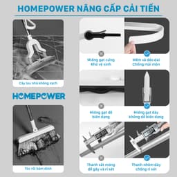Cây Gạt Nước Sàn Nhà Đa Năng Homepower - Chổi Gạt Kính Lưỡi Gạt Silicon Xoay 180 Độ 3