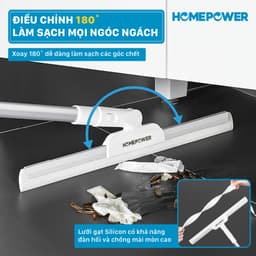 Cây Gạt Nước Sàn Nhà Đa Năng Homepower - Chổi Gạt Kính Lưỡi Gạt Silicon Xoay 180 Độ 6