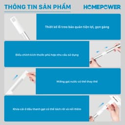Cây Gạt Nước Sàn Nhà Đa Năng Homepower - Chổi Gạt Kính Lưỡi Gạt Silicon Xoay 180 Độ 8