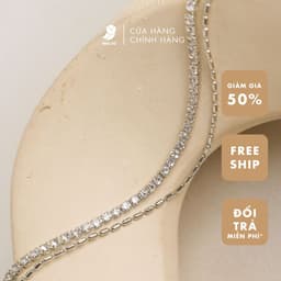 Dây Chuyền Nữ Đá Zircon Cz 5A Layer 2 Tầng Khối Nhỏ NHÀ CÚ Màu Bạc Phong Cách Hàn Quốc 7115 2