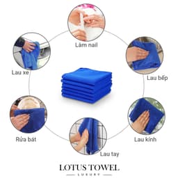 Khăn lau xe, Spa 30x30cm LOTUS TOWEL 100% Microfiber Cao Cấp Mềm Mịn Thấm Hút Không Ra Màu 2