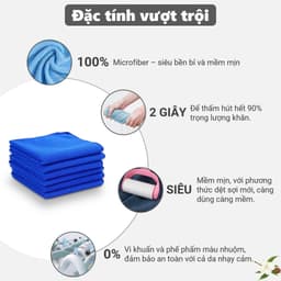 Khăn lau xe, Spa 30x30cm LOTUS TOWEL 100% Microfiber Cao Cấp Mềm Mịn Thấm Hút Không Ra Màu 6