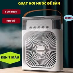 Quạt Điều Hòa Hơi Nước Mini, Quạt Phun Sương Tạo Ẩm Làm Mát Để Bàn, Hẹn Giờ Thông Minh Tích Hợp Đèn Ngủ 5