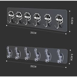 Vỉ Thanh 6 Móc Dán Tường Siêu Dính Trong Suốt Treo Đồ Quần Áo Đồ Dùng Nhà Bếp Tiện Lợi 4