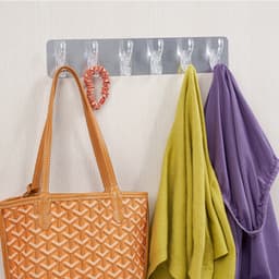 Vỉ Thanh 6 Móc Dán Tường Siêu Dính Trong Suốt Treo Đồ Quần Áo Đồ Dùng Nhà Bếp Tiện Lợi 5