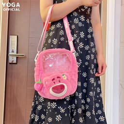 [Trend] Túi gấu bông đeo chéo hình gấu dâu Lotso thời trang, dễ thương, tiện dụng cho bạn gái đựng vừa điện thoại 1