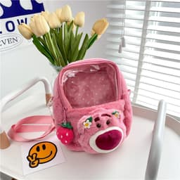[Trend] Túi gấu bông đeo chéo hình gấu dâu Lotso thời trang, dễ thương, tiện dụng cho bạn gái đựng vừa điện thoại 7