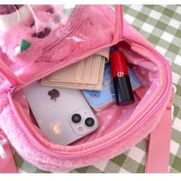 [Trend] Túi gấu bông đeo chéo hình gấu dâu Lotso thời trang, dễ thương, tiện dụng cho bạn gái đựng vừa điện thoại 3