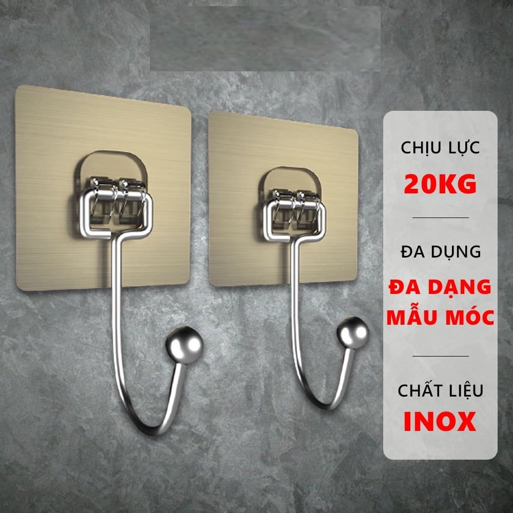 Combo 10 Móc dán tường chịu lực siêu dính treo đồ, vật dụng đa năng tiện ích inox 304