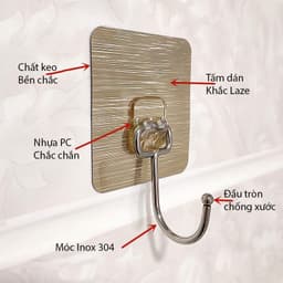 Combo 10 Móc dán tường chịu lực siêu dính treo đồ, vật dụng đa năng tiện ích inox 304 2