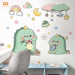 Decal bóc dán tường cho bé khủng long dễ cute mới trang trí phòng ngủ tủ quần áo dán chi tiết rời 6