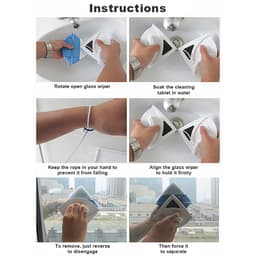 Bộ lau kính 2 mặt, lau 1 lần sạch 2 mặt kính, nam châm hút mạnh, tặng 1 bộ sơ cua Kíng dày P3-8mm 4