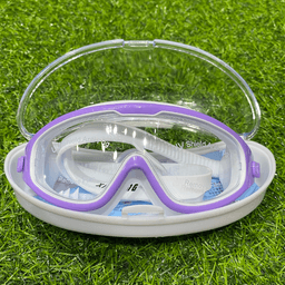 Kính bơi trẻ em không gọng + kèm nút bịt tai góc siêu rộng 230º có viền 1.5cm ngăn nước vào mắt cao su silicon 2