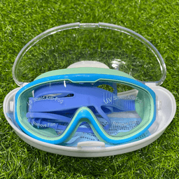 Kính bơi trẻ em không gọng + kèm nút bịt tai góc siêu rộng 230º có viền 1.5cm ngăn nước vào mắt cao su silicon 3