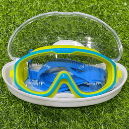 Kính bơi trẻ em không gọng + kèm nút bịt tai góc siêu rộng 230º có viền 1.5cm ngăn nước vào mắt cao su silicon 4