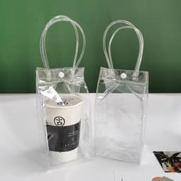 Túi trong suốt đựng bình ly giữ nhiệt nhựa pvc chống nước có quai xách tiện lợi 9