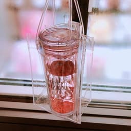 Túi trong suốt đựng bình ly giữ nhiệt nhựa pvc chống nước có quai xách tiện lợi 6