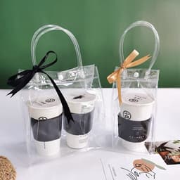 Túi trong suốt đựng bình ly giữ nhiệt nhựa pvc chống nước có quai xách tiện lợi 1