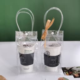 Túi trong suốt đựng bình ly giữ nhiệt nhựa pvc chống nước có quai xách tiện lợi 2