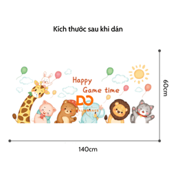 Decal dán tường cho bé thú hoạt hình , Tranh dán tường cho bé thú hoạt hình A01, trang trí phòng ngủ 6