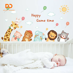 Decal dán tường cho bé thú hoạt hình , Tranh dán tường cho bé thú hoạt hình A01, trang trí phòng ngủ 7
