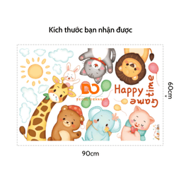 Decal dán tường cho bé thú hoạt hình , Tranh dán tường cho bé thú hoạt hình A01, trang trí phòng ngủ 5